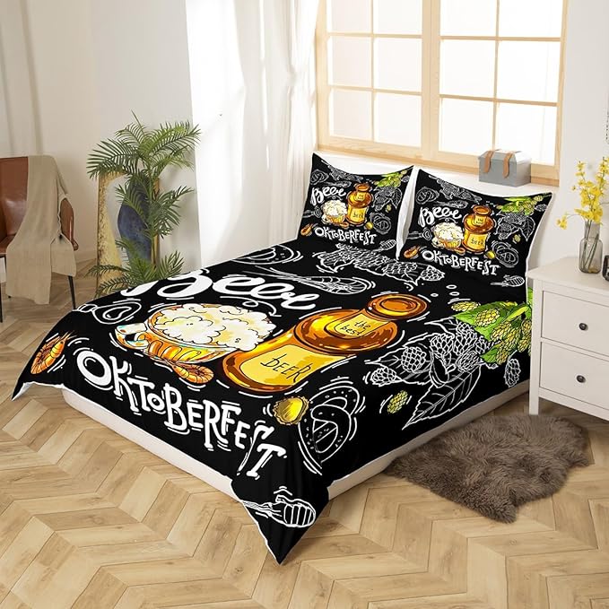 Beer Bedding Set Beer Oktoberest Beer Bottle Mug Duvet Covers