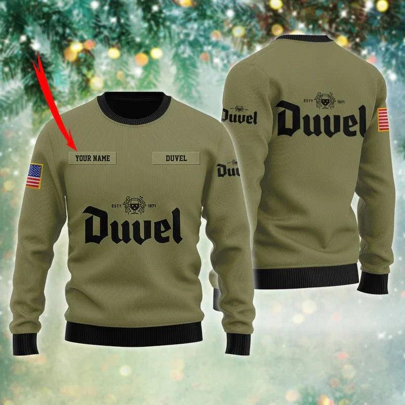 Personalized Duvel USA Flag Ugly Christmas Sweater
