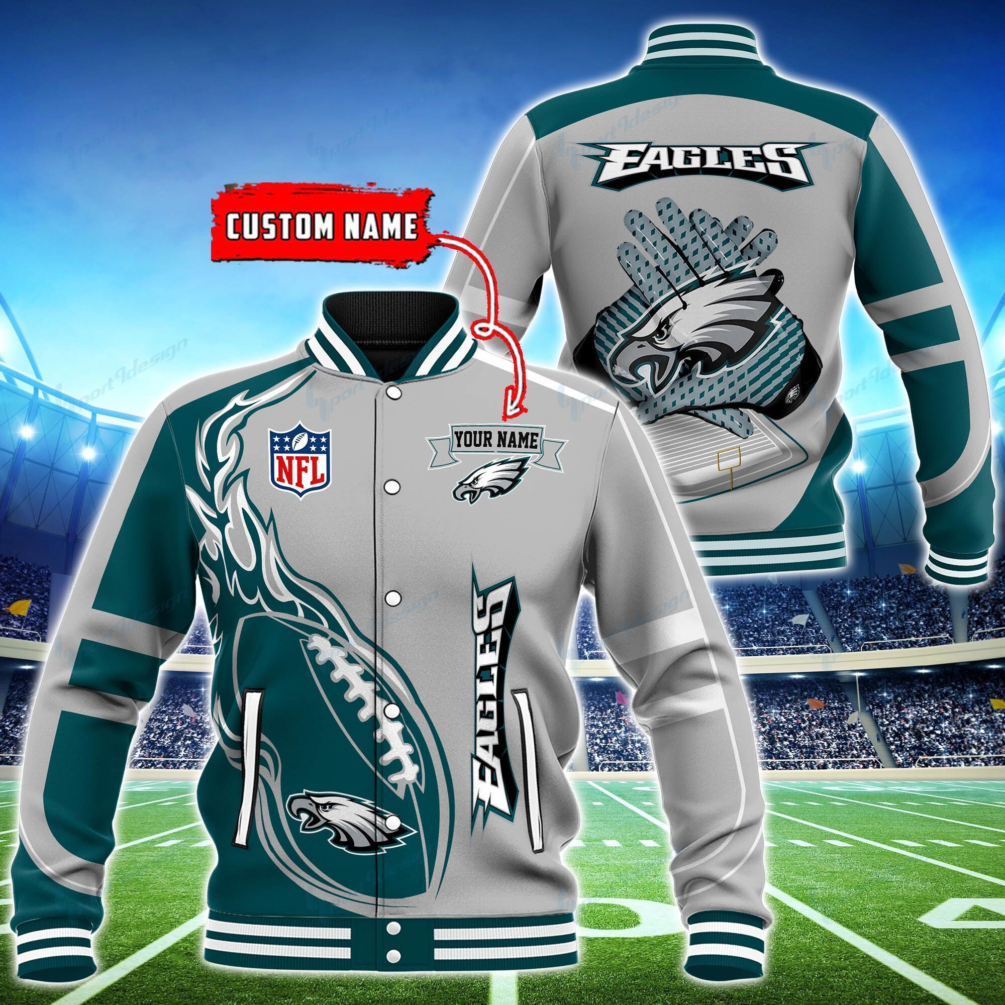 Philadelphia Eagles Personalized Baseball Jacket BG24
