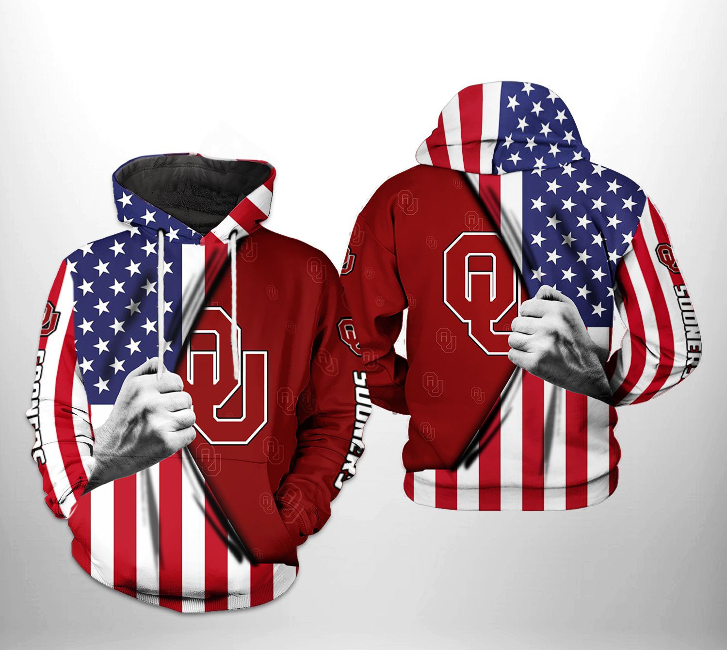 Oklahoma Sooners US Flag 3D All Over Print Hoodie & Zip Hoodie