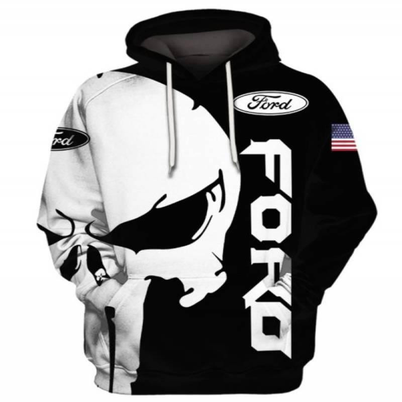 Punisher Skull Ford All Over Print Hoodie 503