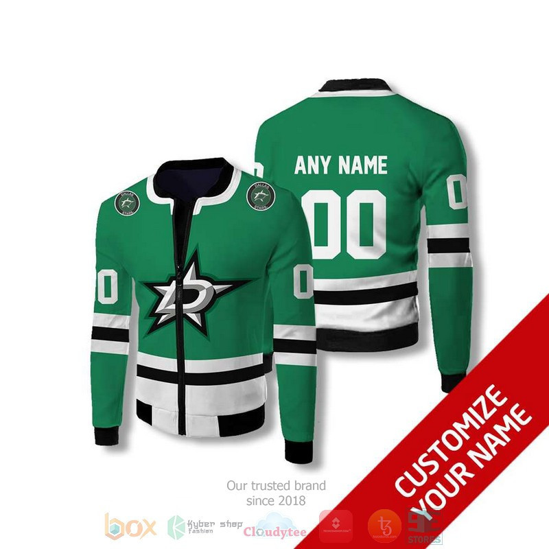 Stars Custom Name Number Green Bomber Jacket
