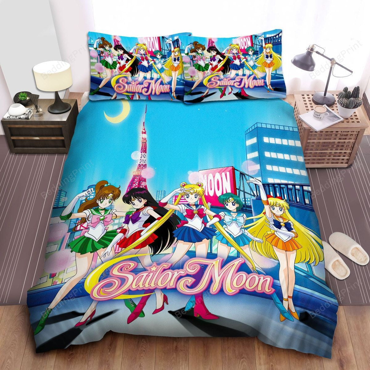 Sailor Moon Bedding Set Sailor Moon Five Sailors In City Duvet Covers