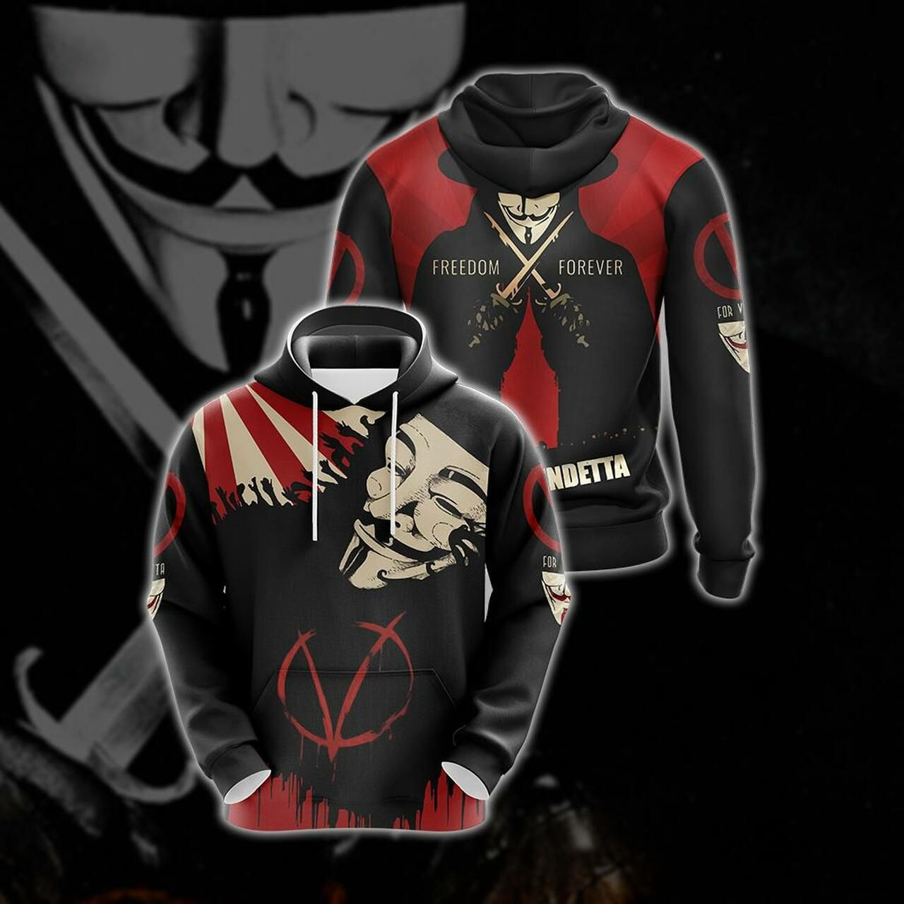 V For Vendetta Unisex 3D All Over Print Hoodie & Zip Hoodie