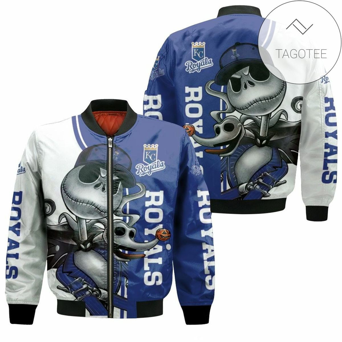 Kansas City Royals Jack Skellington And Zero Bomber Jacket