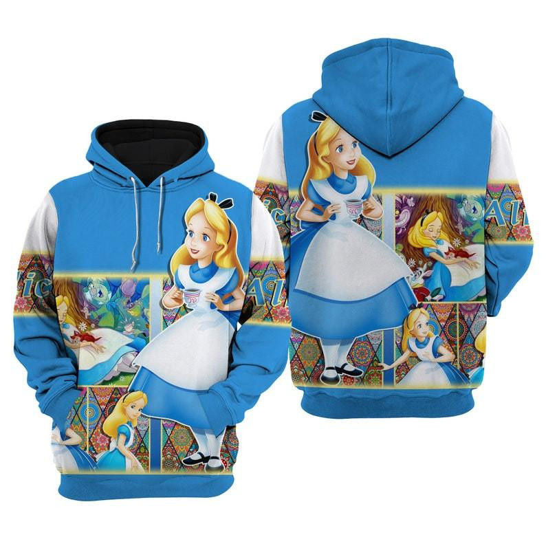 Alice Princess, Alice In Wonderland All Over Print Hoodie, Zip Hoodie