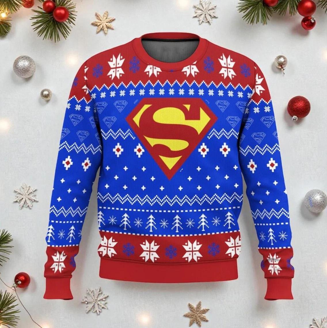 Superhero S Shield Ugly Christmas Sweater