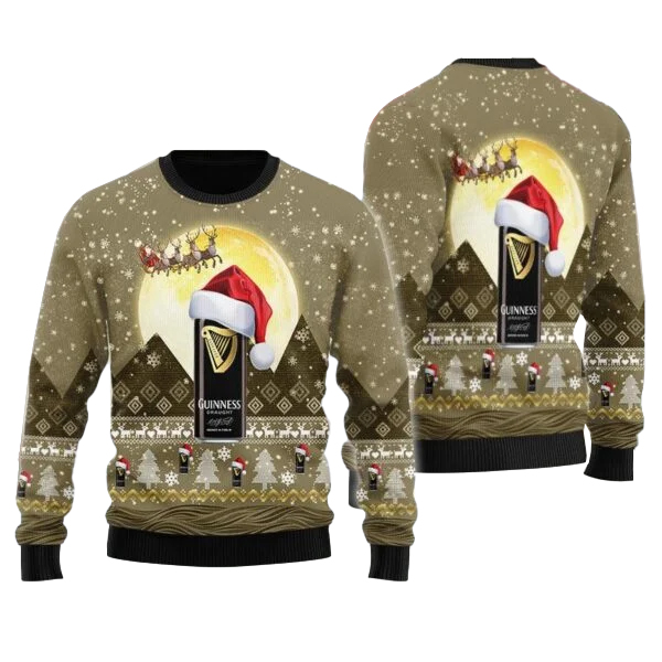 Santa Claus Sleigh Guinness Ugly Sweater