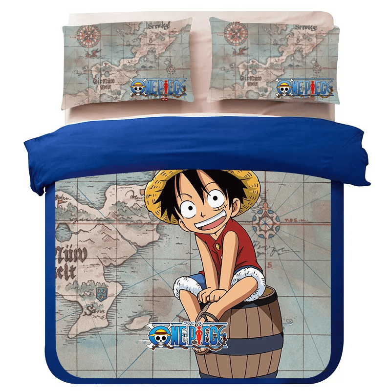 One Piece Bedding Set One Piece Luffy And World Map Duvet Covers