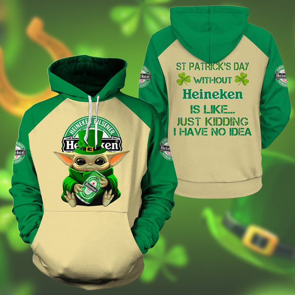 Yoda Heineken St Patrick Day Hoodie, Gift For Fan 3d All Over Print Shirt Hoodie 2587