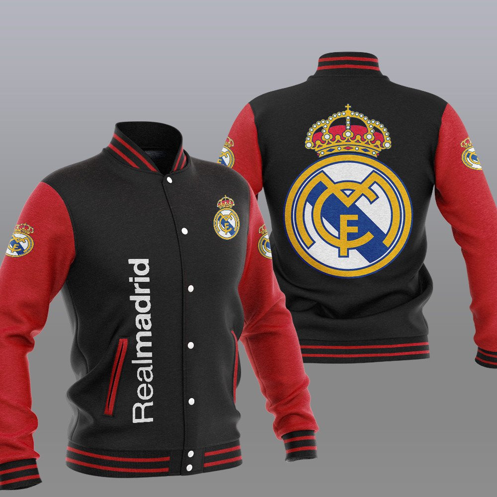 Real Madrid Black Red Baseball Jacket