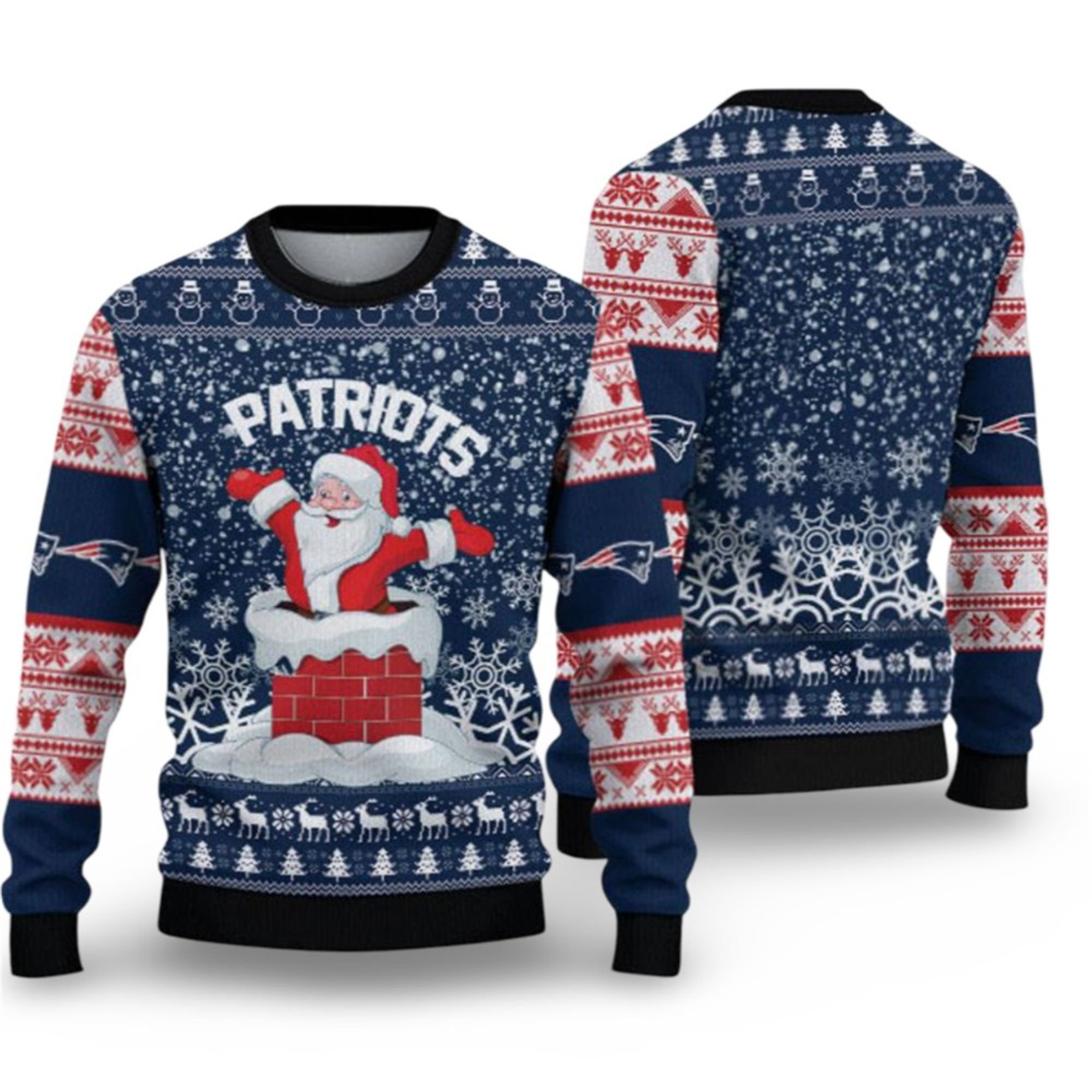 2025 Patriots Funny Santa Ugly Christmas Sweater