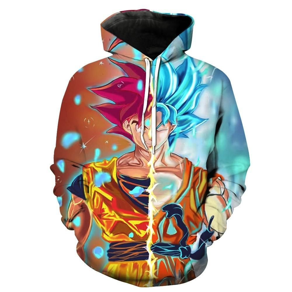 Super Saiyan God Goku Red Vs Super Saiyan God Goku Blue Dragon Ball Z 3D All Over Print Hoodie & Zip Hoodie