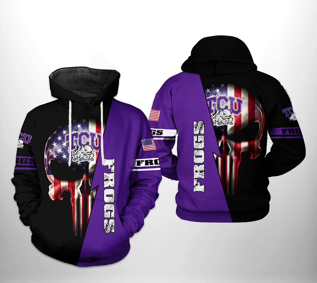 Tcu Horned Frogs US Flag Skull 3D All Over Print Hoodie & Zip Hoodie