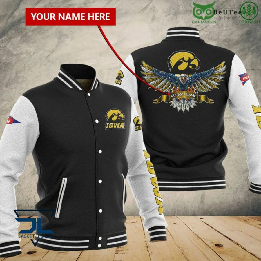 Iowa Hawkeyes Black Baseball Jacket V2