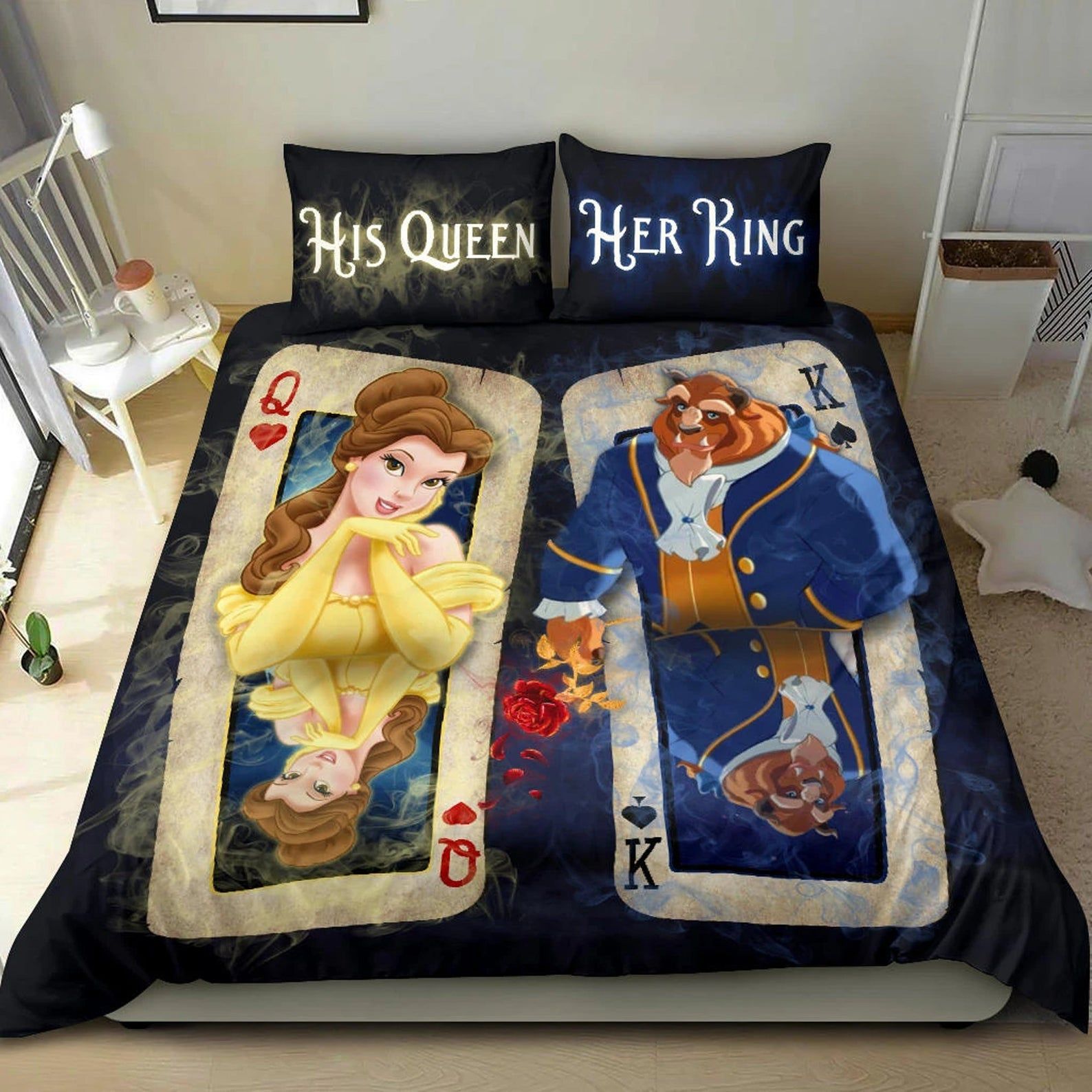 Beauty And The Beast Bedding Set Belle And The Beast His Queen Her King Duvet Covers
