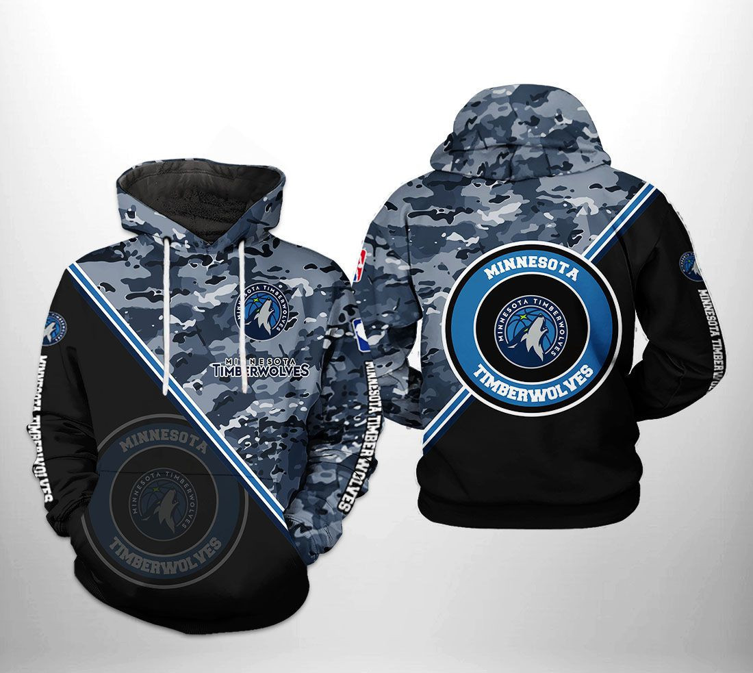 Minnesota Timberwolves US Camo Team 3D All Over Print Hoodie & Zip Hoodie