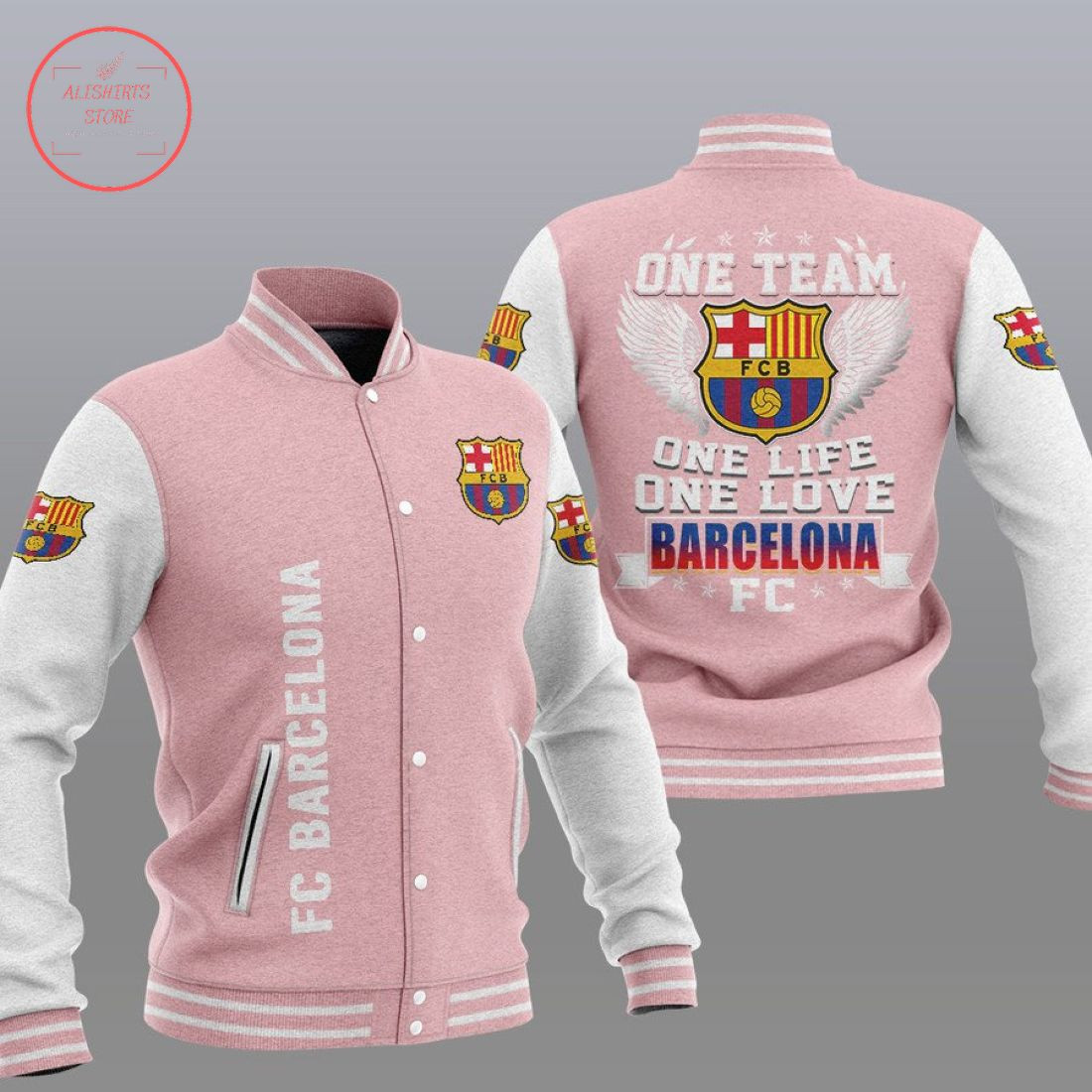 FC Barcelona Pink One Team Baseball Jacket