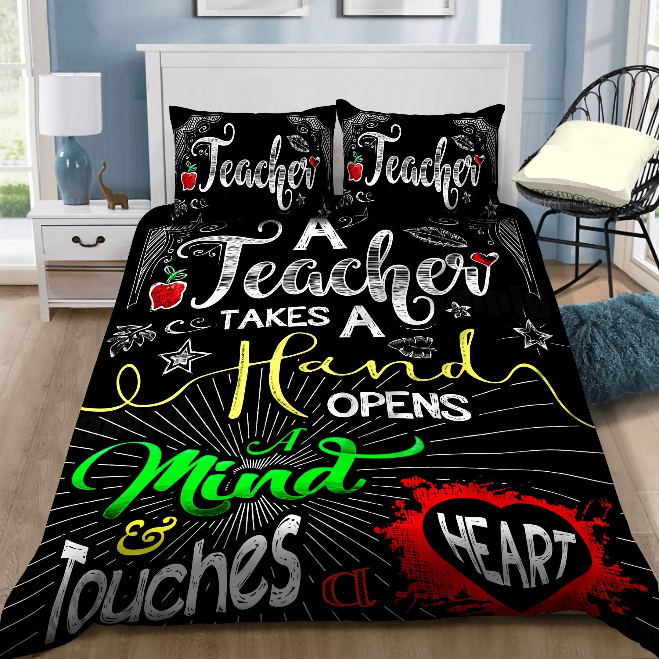 Teacher Bedding Set A Teacher Takes A Hand Touches A Heart Duvet Covers