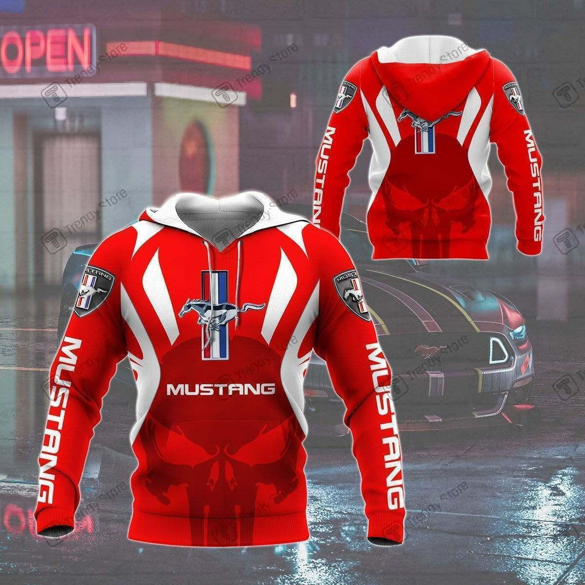 Punisher Ford Mustang Luxury Car 8k190 3d Zip Hoodie Hoodie Ii0