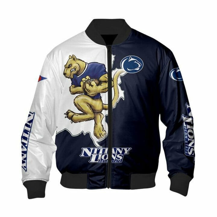 Penn State Nittany Lions Blue White Mascot Bomber Jacket