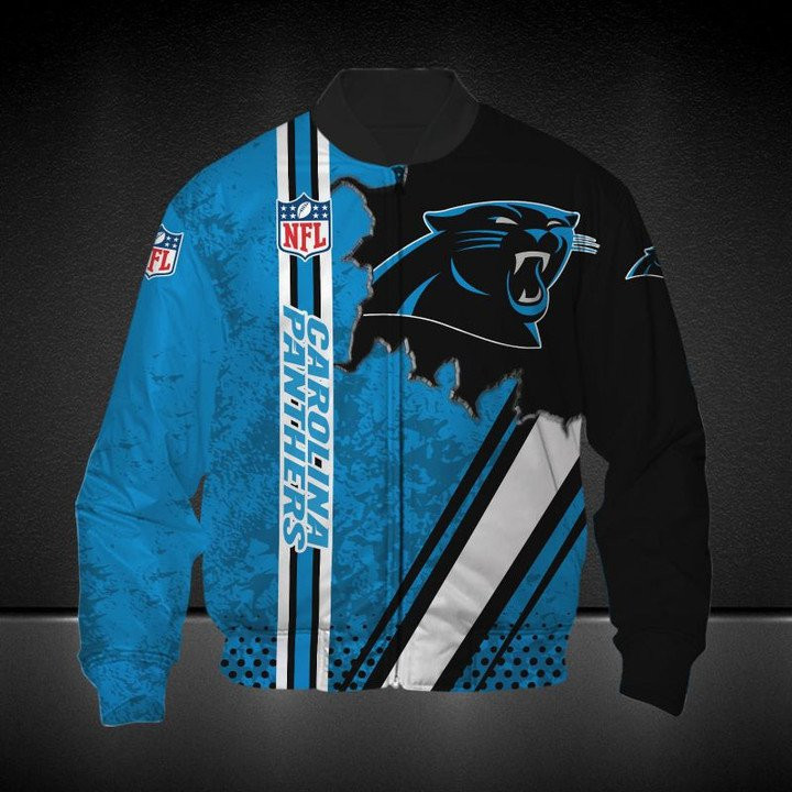Carolina Panthers Blue Black Bomber Jacket V3