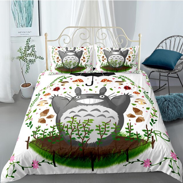 SGhibli Bedding Set Cute Totoro With Plants Duvet Covers