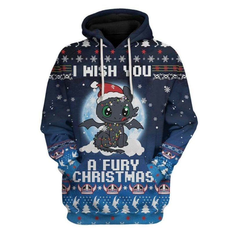 Christmas Hoodie Toothless I Wish You A Fury 3d Hoodie Zip Hoodie