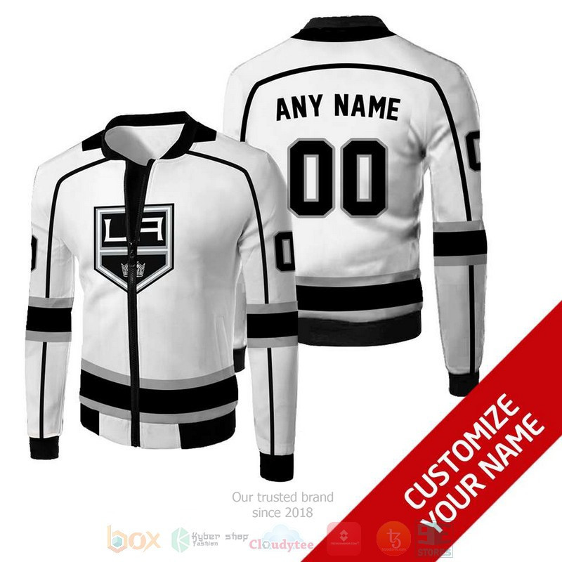 Los Angeles Kings Custom Name Number White Bomber Jacket
