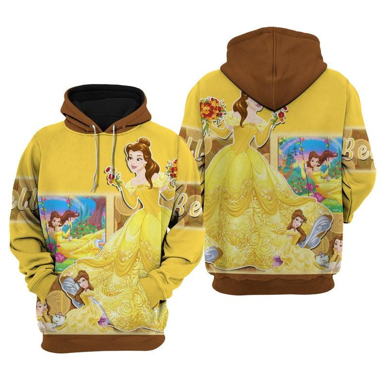 Belle Princess, Princess Fan Gift, Beauty And The Beast All Over Print Hoodie, Zip Hoodie