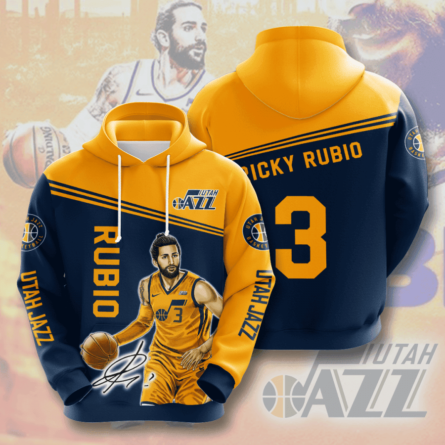 Ricky Rubio Utah Jazz 3D All Over Print Hoodie & Zip Hoodie