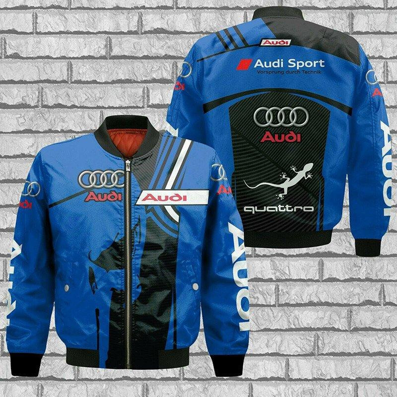 Audi Quattro Blue Skull Bomber Jacket