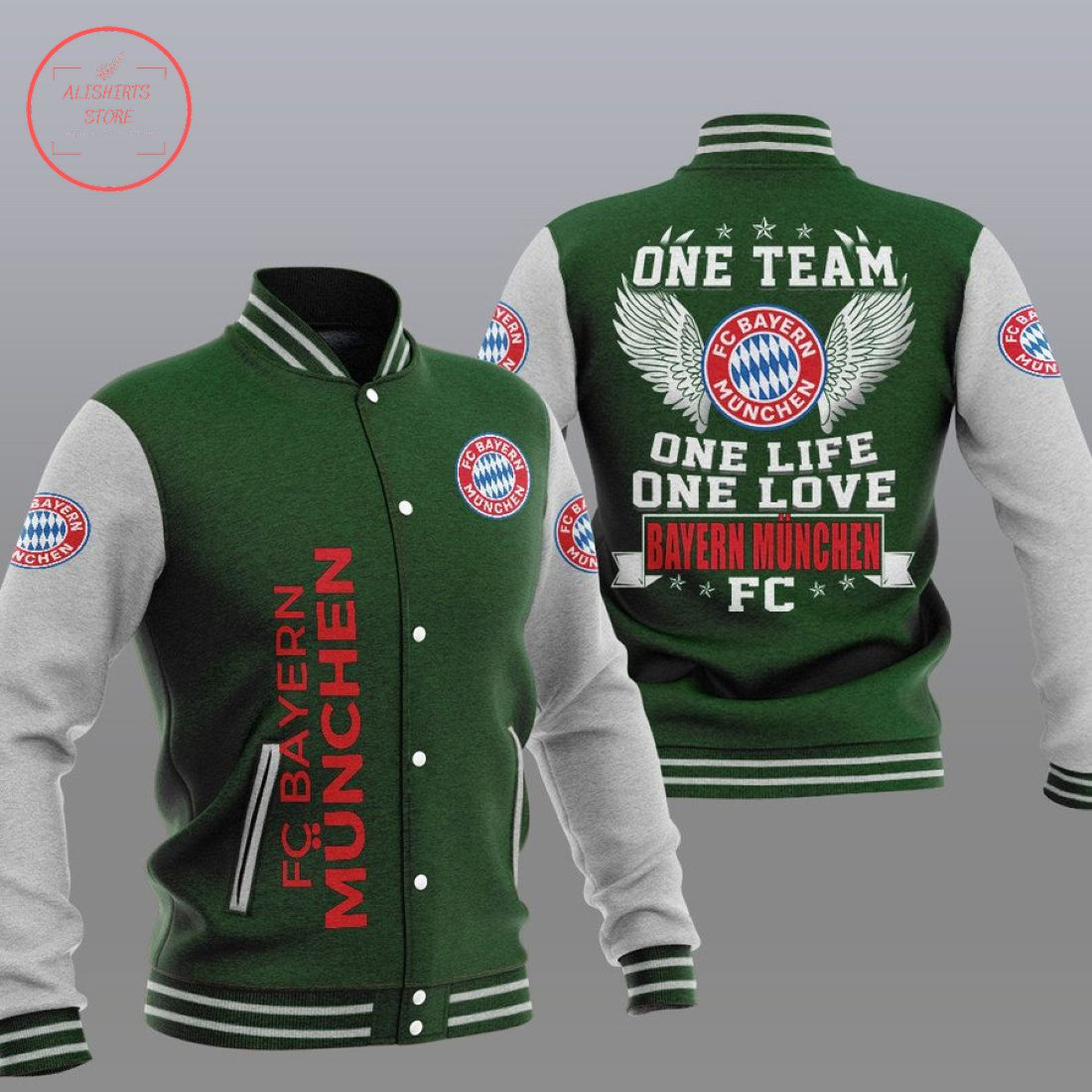 Bayern Munich Green One Team Baseball Jacket
