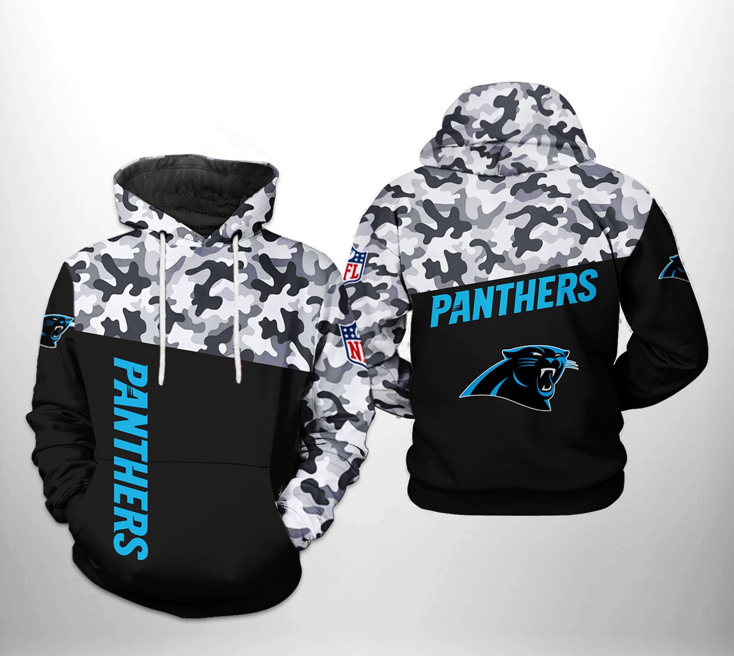 Carolina Panthers Camo Veteran Team 3D All Over Print Hoodie & Zip Hoodie