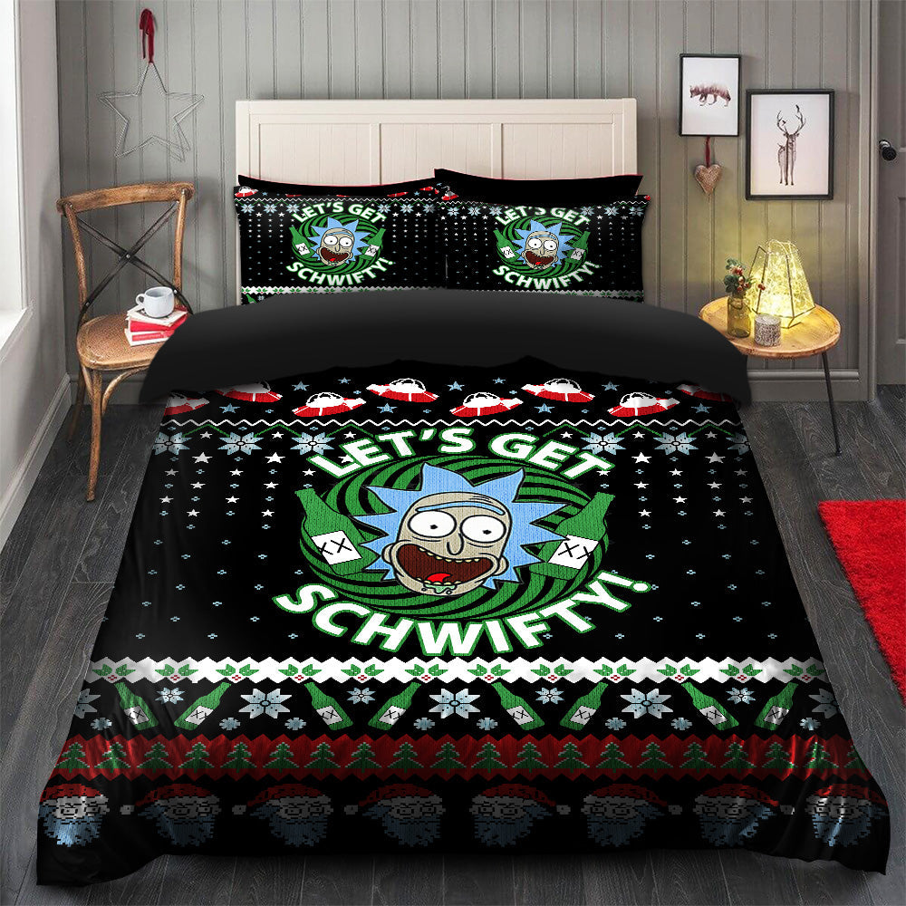 Rick And Morty Bedding Set Rick And Morty Let’s Get Schwifty Duvet Covers Black
