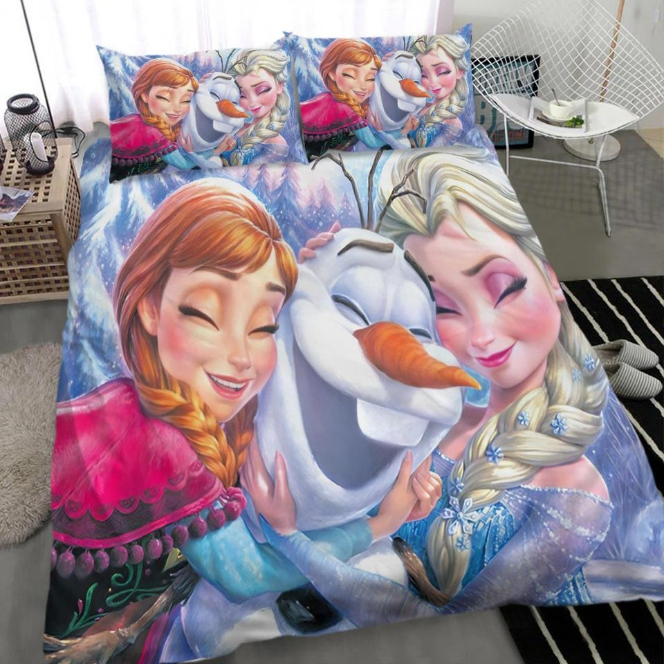 Frozen Bedding Set DN Elsa And Anna Hugging Olaf Duvet Covers
