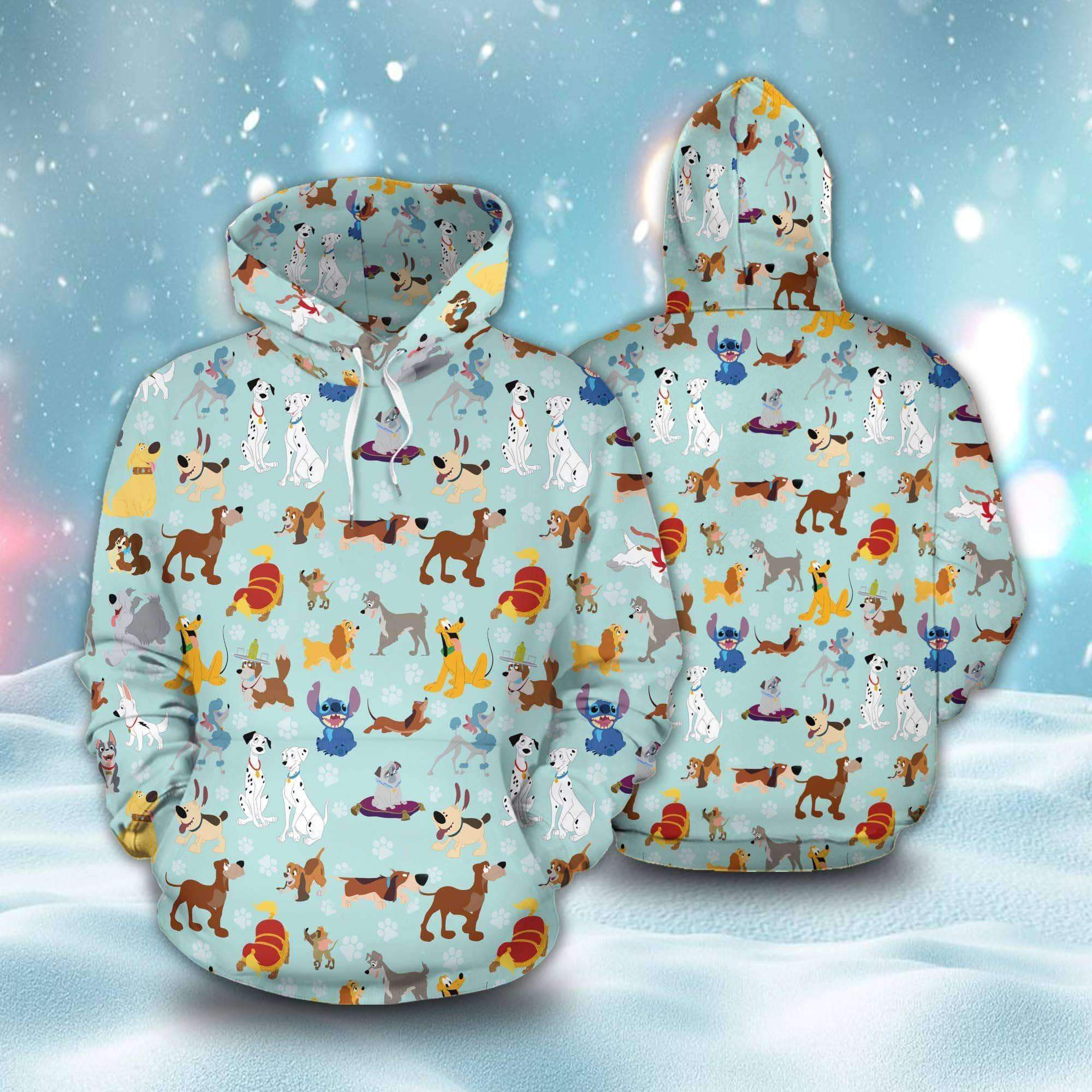 Disney Dog Blue Stitch 101 Dalmatians 3D All Over Print Hoodie & Zip Hoodie