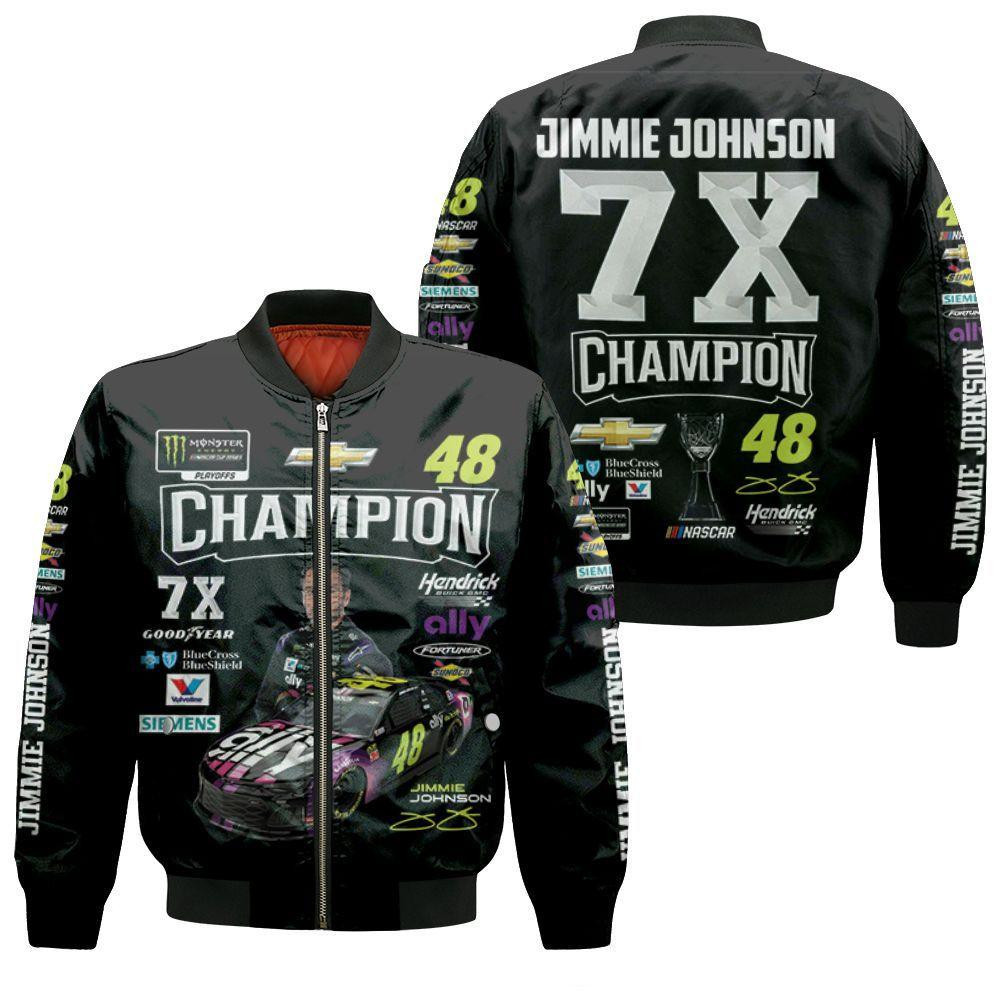 Jimmie Johnson Champion 7x Chevrolet For Fan 3d Bomber Jacket
