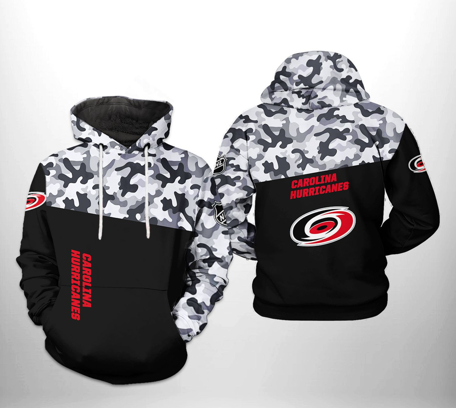 Carolina Hurricanes Camo Veteran 3D All Over Print Hoodie & Zip Hoodie