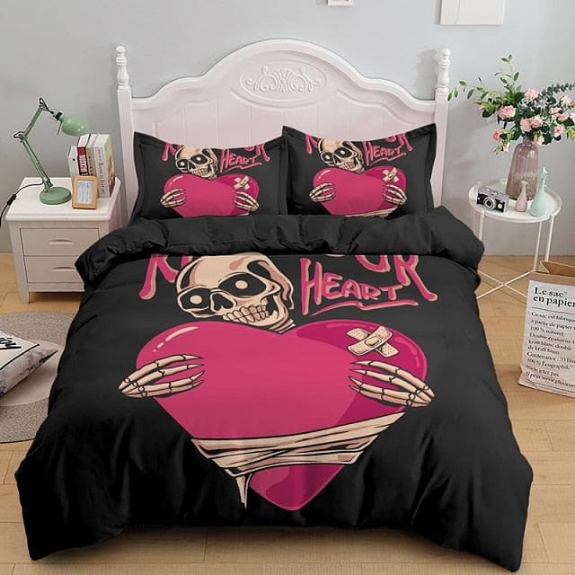 Skull Bedding Set Keep Your Heart Skull Duvet Covers Black
