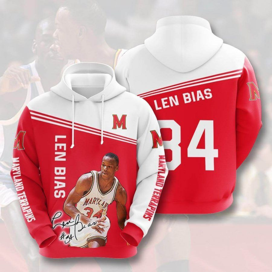 Len Bias 34 Maryland Terrapins 3D All Over Print Hoodie & Zip Hoodie