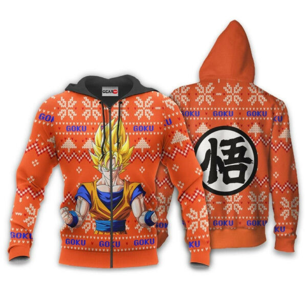Goku Super Saiyan Ugly Christmas Dragon Ball Z Anime 1k342 Cartoon Graphic Outfits Aop 3d Hoodie, Zip Hoodie 1110