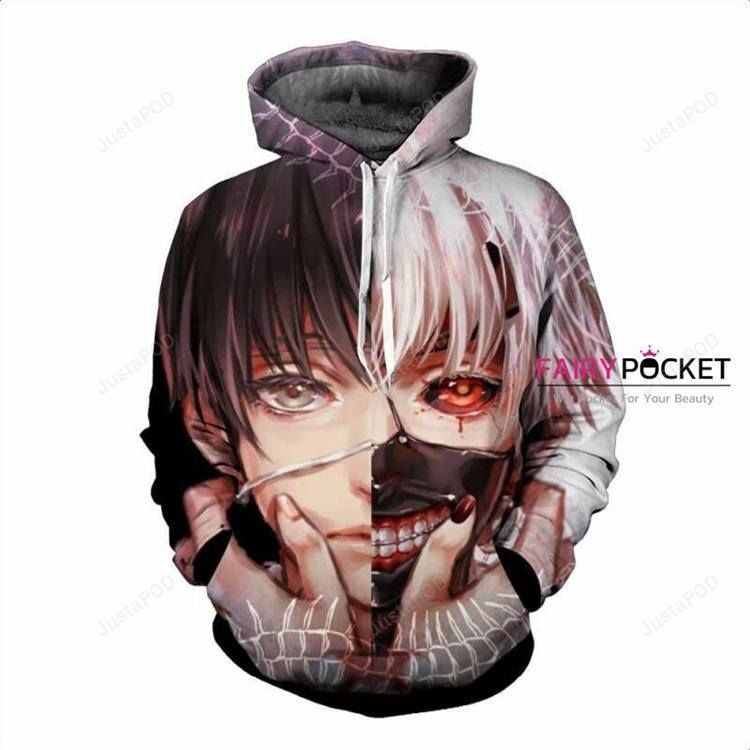 Tokyo Ghoul Ken Kaneki Half Black and Half White 3D All Over Print Hoodie & Zip Hoodie