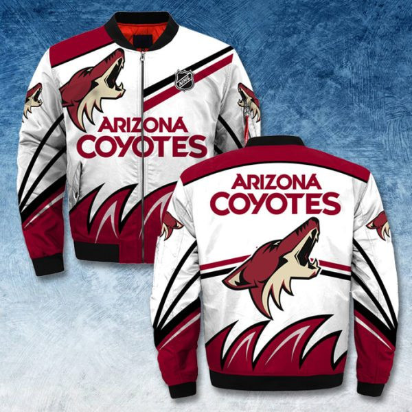 Arizona Coyotes Printful White Bomber Jacket
