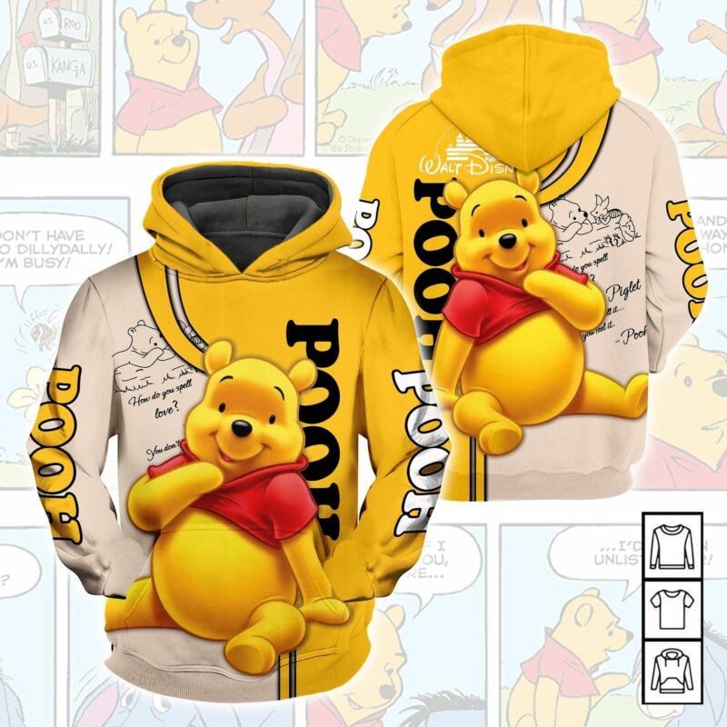 Cartoon Character Winnie The Pooh Hoodie All Over Printed 3d