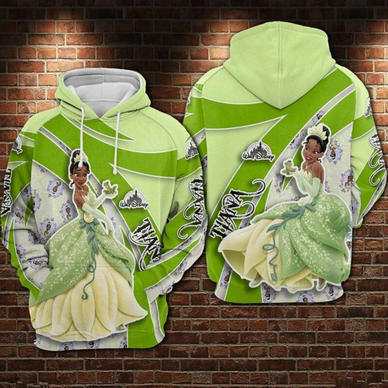 Tiana Cartoon The Princess And The Frog Over Print 3d Hoodie Zip Hoodie