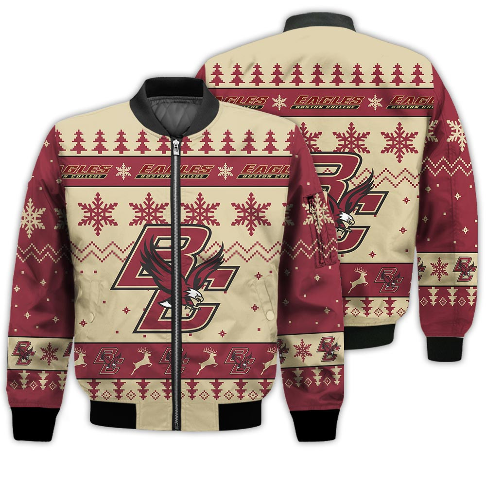 Boston College Eagles Ugly Christmas Bomber Jacket
