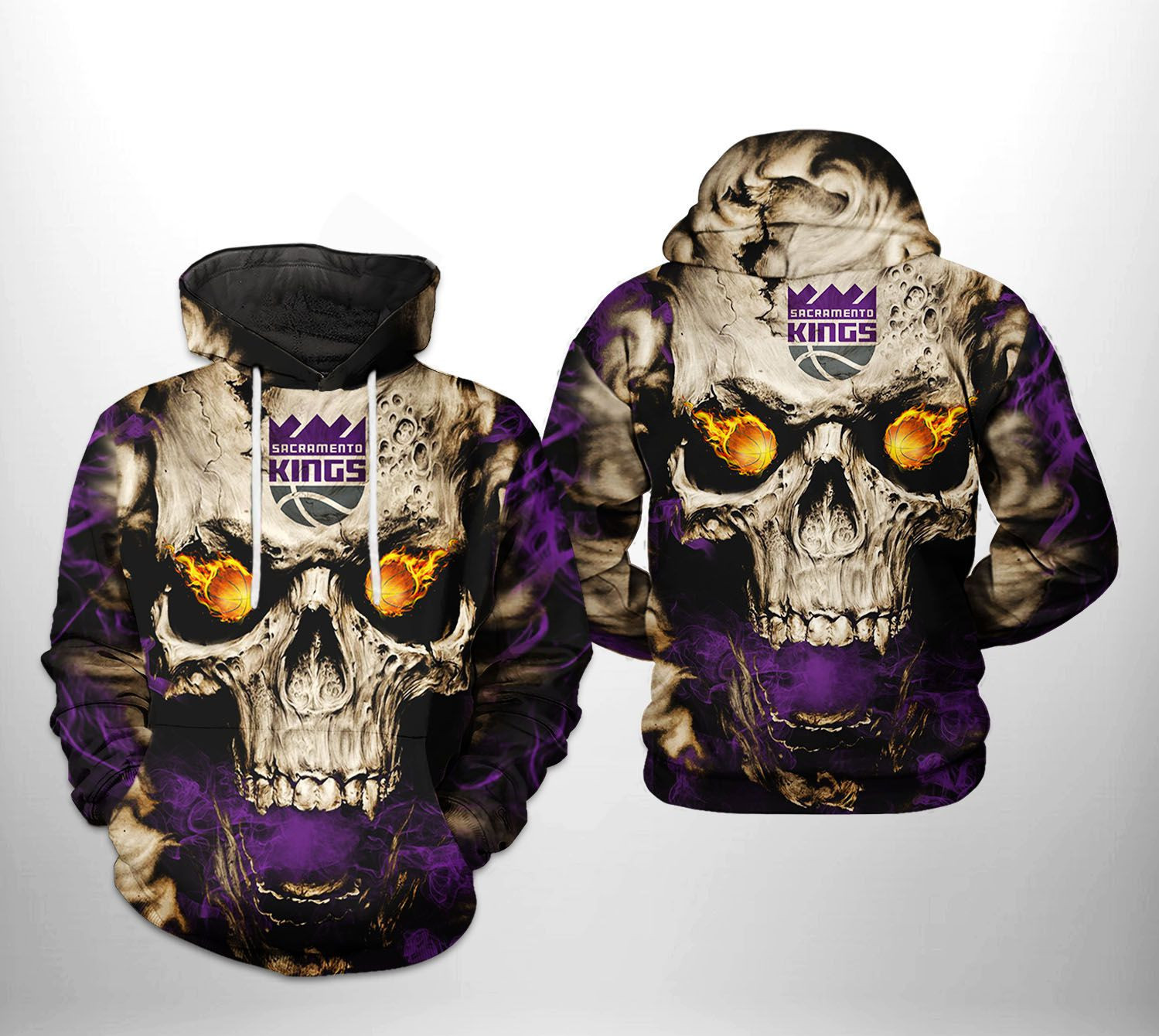 Sacramento Kings Skull 3D All Over Print Hoodie & Zip Hoodie