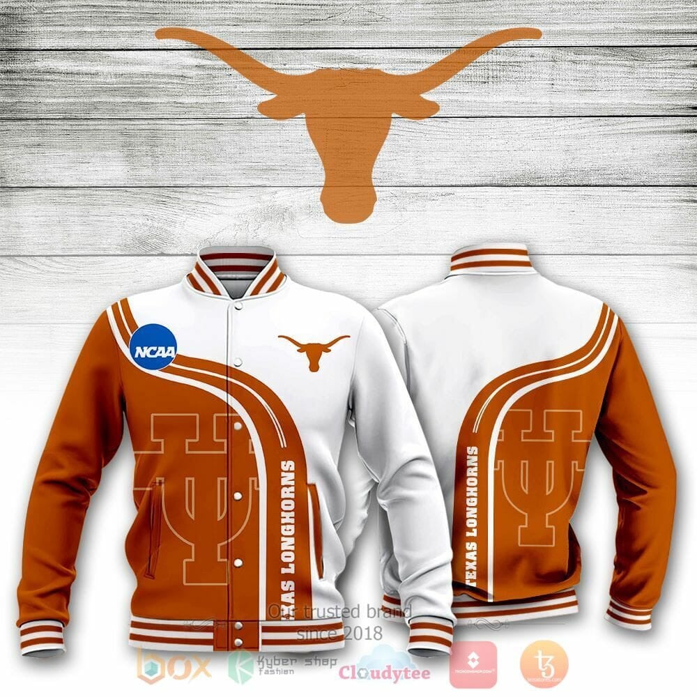 Texas Longhorns Orange White Baseball Jacket