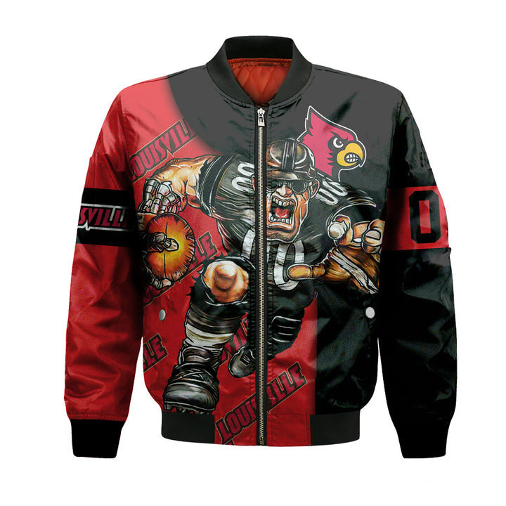 Louisville Cardinals Custom Number Red Black Bomber Jacket